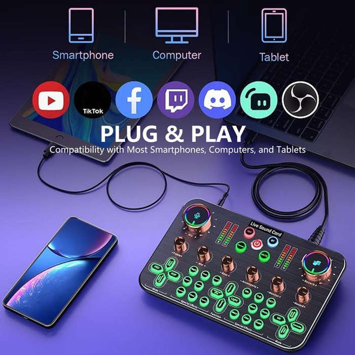 K600 48V English Version Live Dedicated Sound Card(Black)