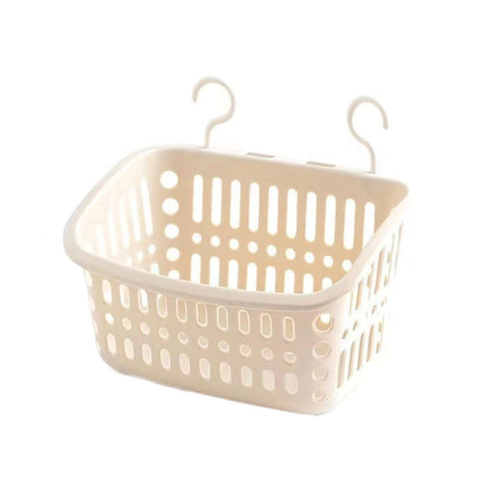 Plastic Hanging Basket With Hook Kitchen Storage Drain Basket Shelf Bathroom Organizer, Color: Sm...