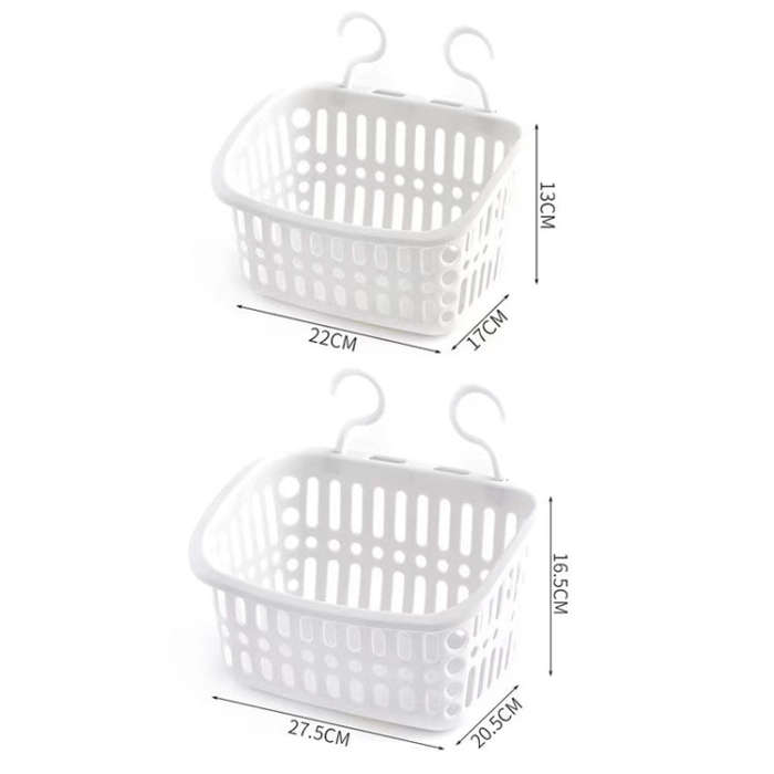 Plastic Hanging Basket With Hook Kitchen Storage Drain Basket Shelf Bathroom Organizer, Color: Sm...