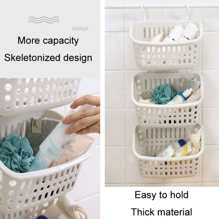 Plastic Hanging Basket With Hook Kitchen Storage Drain Basket Shelf Bathroom Organizer, Color: Sm...
