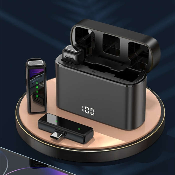 J88 Mini Intelligent Noise Reduction Wireless Collar Microphone, Spec: 8 Pin(Black)
