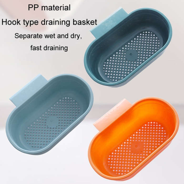 Kitchen Sink Drain Basket Washing Basin Multifunctional Storage Hanging Basket(Blue)