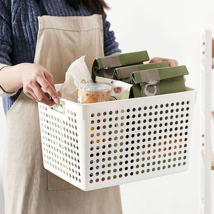 Plastic Storage Basket Desktop Sundry Organizer Frame Toys Kitchen Snacks Storage Box, Style: Dee...
