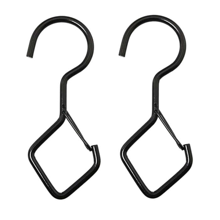 2pcs Household S Hooks For Hanging Metal Windproof Hooks With Safety Buckle, Color: Black