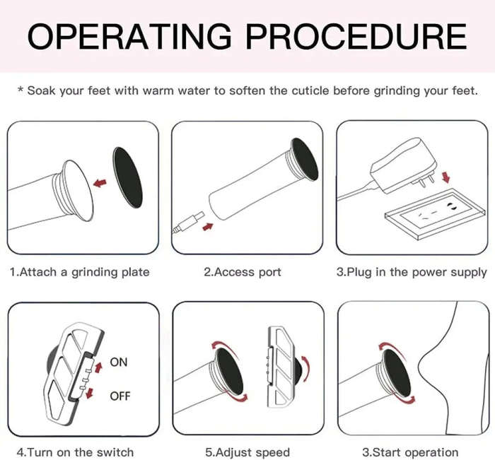 Electric Foot Grinder Calluses Dead Skin Remover With 60pcs Replaceable Sandpaper Discs EU Plug(B...