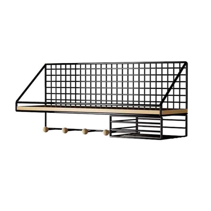 Household Large Non-Punching Organizer Wall Hanging Shelf, Style: Black Wooden Ball With Tissue Box