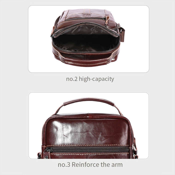 BULL CAPTAIN 0400 Large-Capacity First-Layer Cowhide Retro Single-Shoulder Crossbody Bag(Coffee)
