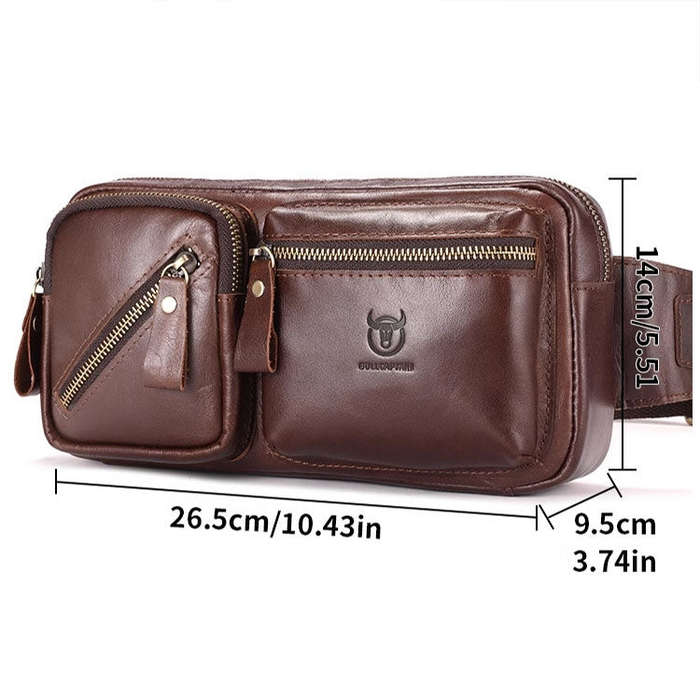 BULL CAPTAIN 082 Large-Capacity First-Layer Cowhide Retro Single-Shoulder Crossbody Bag(Brown)