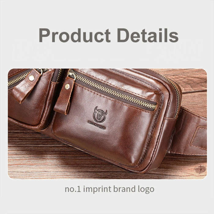 BULL CAPTAIN 082 Large-Capacity First-Layer Cowhide Retro Single-Shoulder Crossbody Bag(Brown)