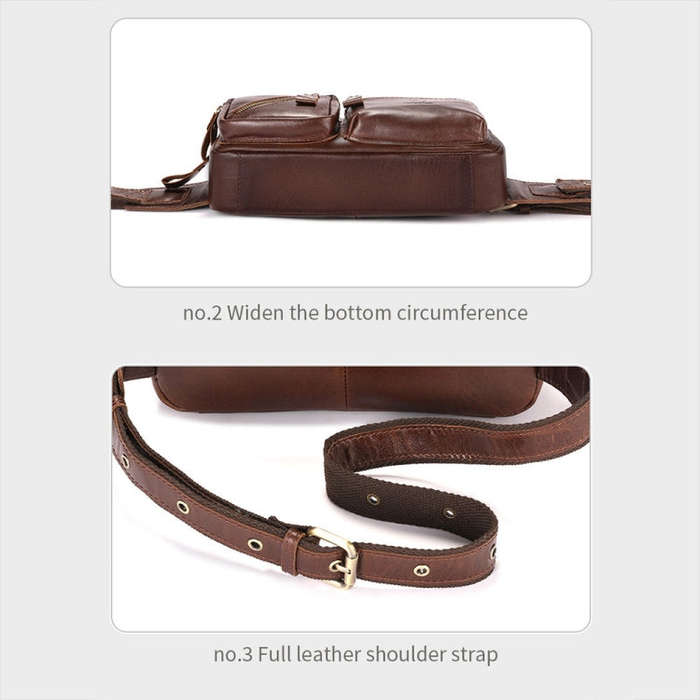 BULL CAPTAIN 082 Large-Capacity First-Layer Cowhide Retro Single-Shoulder Crossbody Bag(Brown)