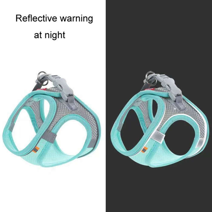 Undershirt Style Pet Chest Harness Summer Breathable Reflective Dog Leash, Style: Green+1.5m Roun...
