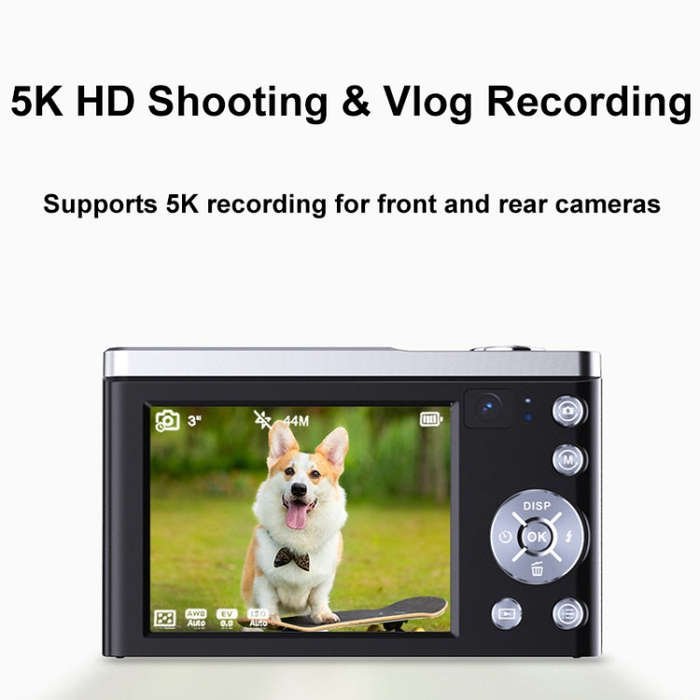 DC305X 5K/30FPS 2.8-Inch HD Shooting 5X Optical Zoom Anti-Shake Digital Camera, Color: White EU Plug