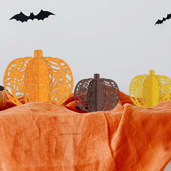 3pcs /Set Halloween Pumpkin Ornament Party Tabletop Decoration(Brown)