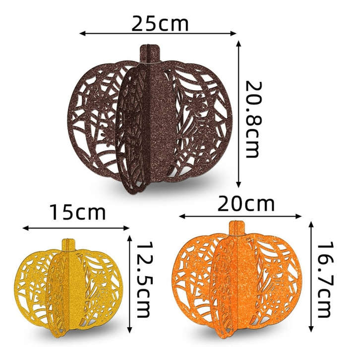 3pcs /Set Halloween Pumpkin Ornament Party Tabletop Decoration(Brown)