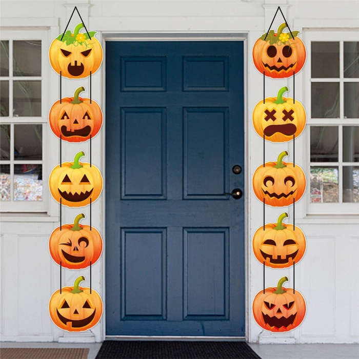 1pair Halloween Party Door Pumpkin Hanging Decoration Door Decoration Supplies(L-00329)