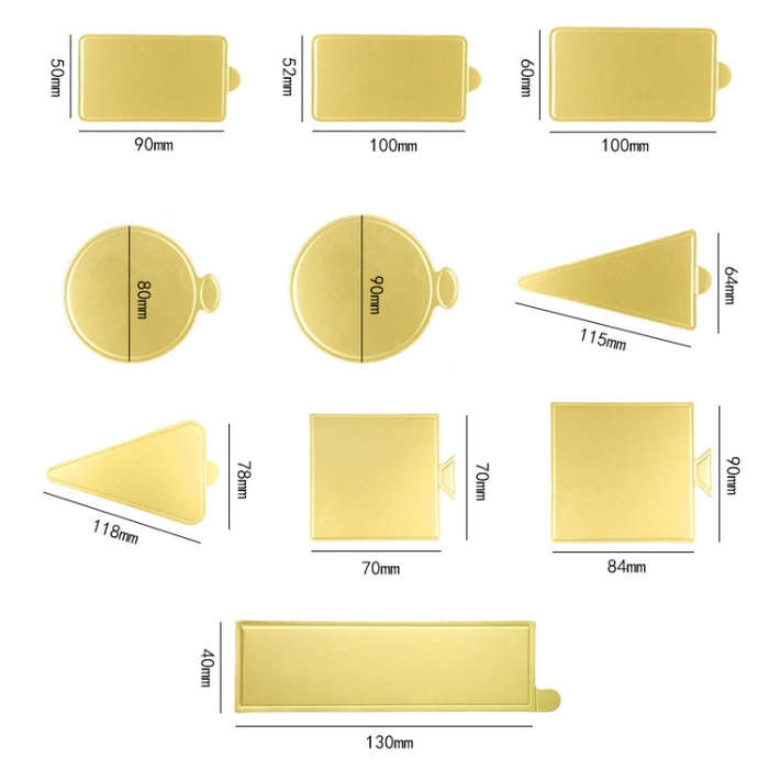 100pcs /Set 84x90mm Square Golden Paper Plates Dessert Board Base Mousse Mat Cake Cardboard Pastr...