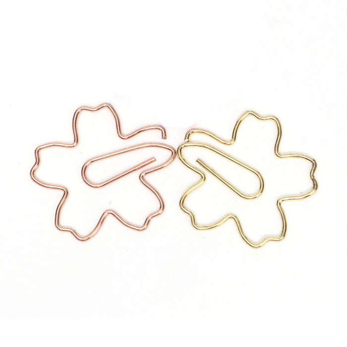 10pcs /Box Sakura Metal Special-shaped Paper Clips File Classification And Storage Paper Clips(Gold)