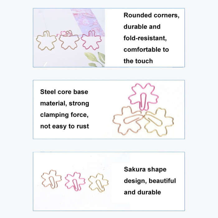 10pcs /Box Sakura Metal Special-shaped Paper Clips File Classification And Storage Paper Clips(Ro...