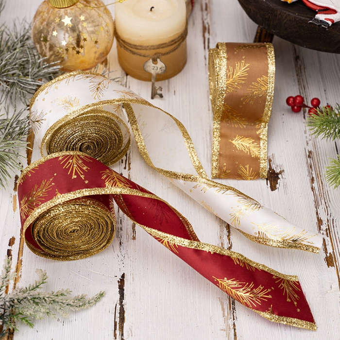 5m x 5cm Multifunctional Christmas Decorative Ribbon Gift Box Packaging Ribbon with Wire(Red)