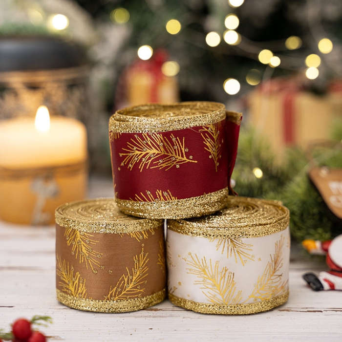 5m x 5cm Multifunctional Christmas Decorative Ribbon Gift Box Packaging Ribbon with Wire(Red)