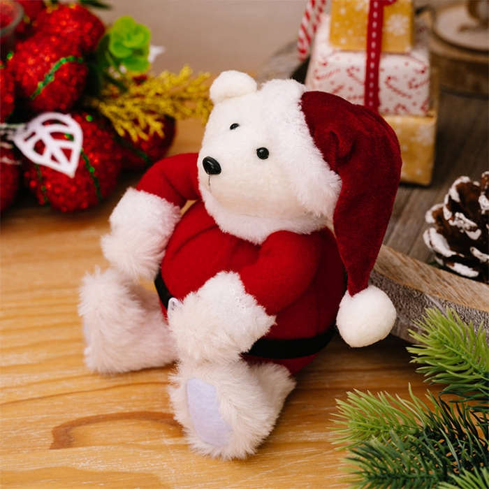 Plush Bear Doll Christmas Ornaments Cute Doll Decorations Christmas Children Gifts(Sitting Posture)