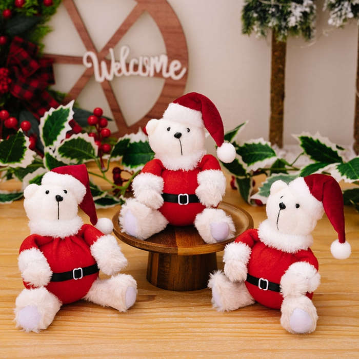 Plush Bear Doll Christmas Ornaments Cute Doll Decorations Christmas Children Gifts(Sitting Posture)