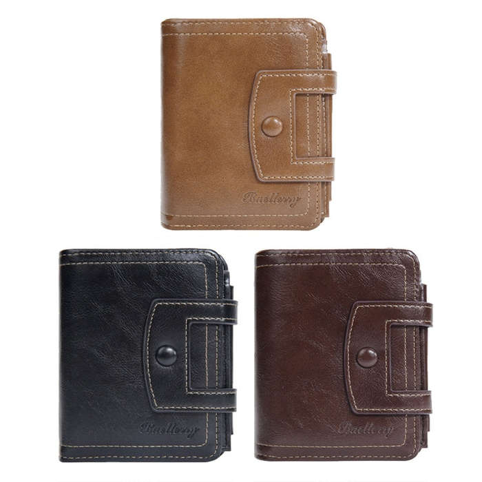 Baellerry D5112 RFID Anti-Theft Multi-Card Slot Buckle Tri-fold Zipper Short Wallet Coin Purse(Bl...