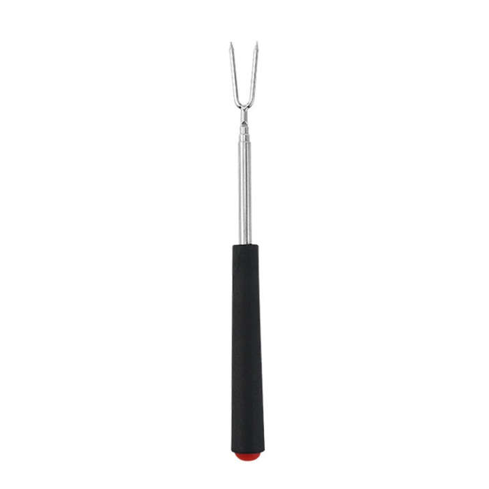 V-Shape Outdoor Portable Barbecue Fork Stainless Steel Barbecue Tool, Style: Retractable Red