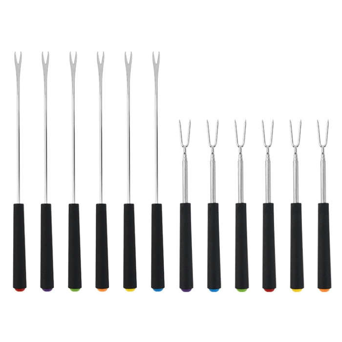 V-Shape Outdoor Portable Barbecue Fork Stainless Steel Barbecue Tool, Style: Retractable Red