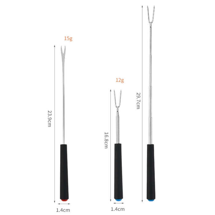 V-Shape Outdoor Portable Barbecue Fork Stainless Steel Barbecue Tool, Style: Retractable Green