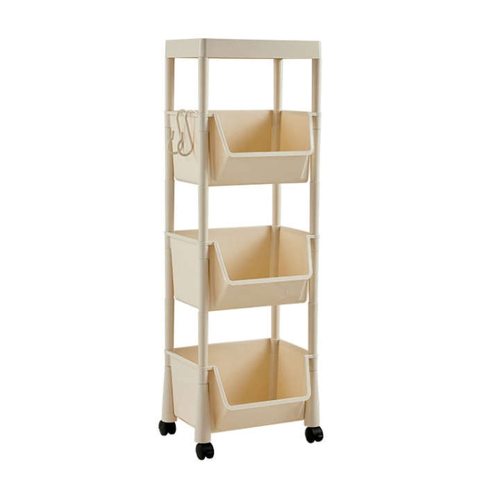 Household Movable Floor-Standing Trolley Bookcase Multifunctional Kitchen Bedroom Shelf With Whee...