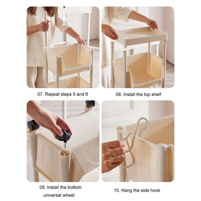 Household Movable Floor-Standing Trolley Bookcase Multifunctional Kitchen Bedroom Shelf With Whee...