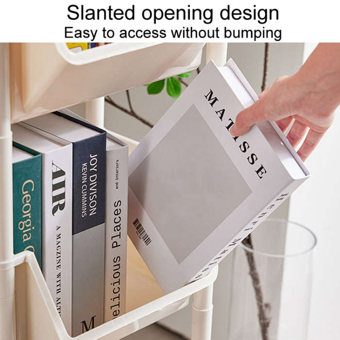 Household Movable Floor-Standing Trolley Bookcase Multifunctional Kitchen Bedroom Shelf With Whee...