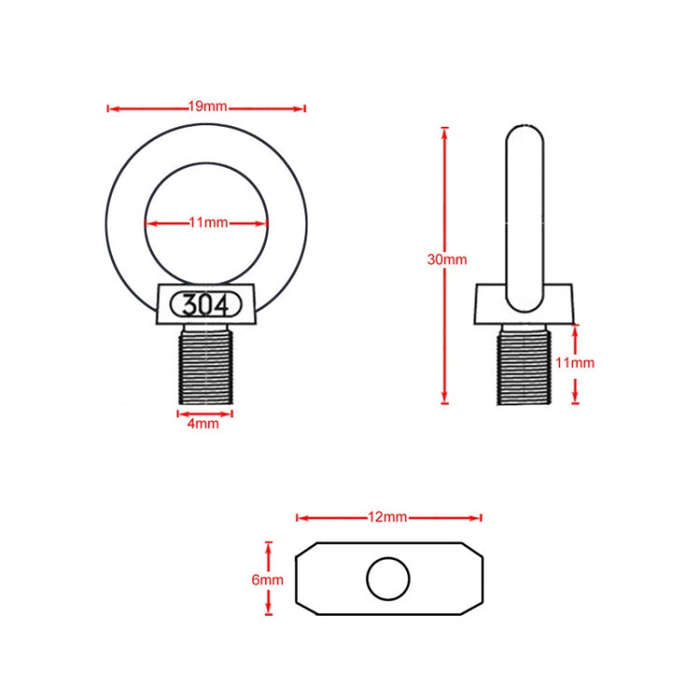 RV Sunshade 304 Stainless Steel Slide Rail Ring, Specifications: 2pcs M4 Ring + Cylinder + Silver...