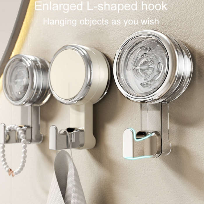 Bathroom Suction Cup Hooks Household Wall Mounted Hanging Organizer(Milk White)