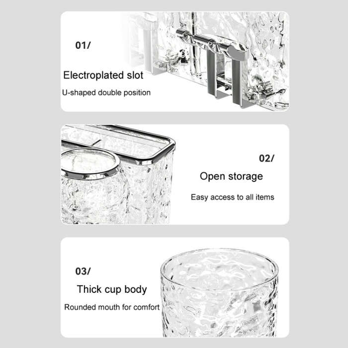 Bathroom Toothbrush Organizer Household Multifunctional Storage Rack, Style: Double Cup Transpare...