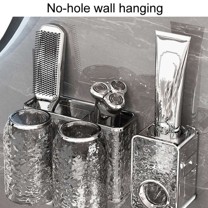 Bathroom Toothbrush Organizer Household Multifunctional Storage Rack, Style: Three Cups Transpare...
