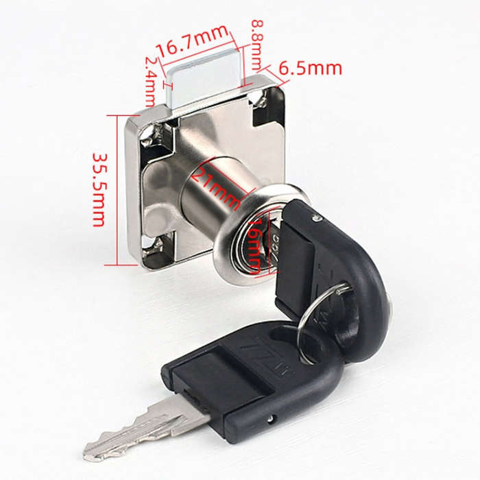 Drawer Lock Furniture Closet Door Office Filing Cabinet Lock, Model: 136-22(Silver Folding Key)