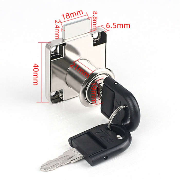Drawer Lock Furniture Closet Door Office Filing Cabinet Lock, Model: 138-22(Silver Folding Key)