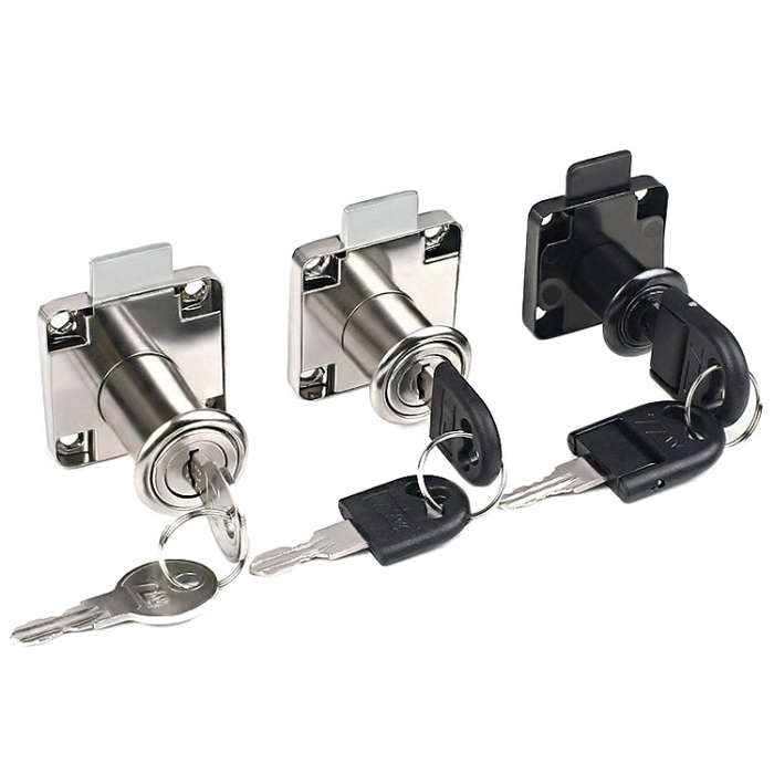 Drawer Lock Furniture Closet Door Office Filing Cabinet Lock, Model: 138-22(Silver Folding Key)