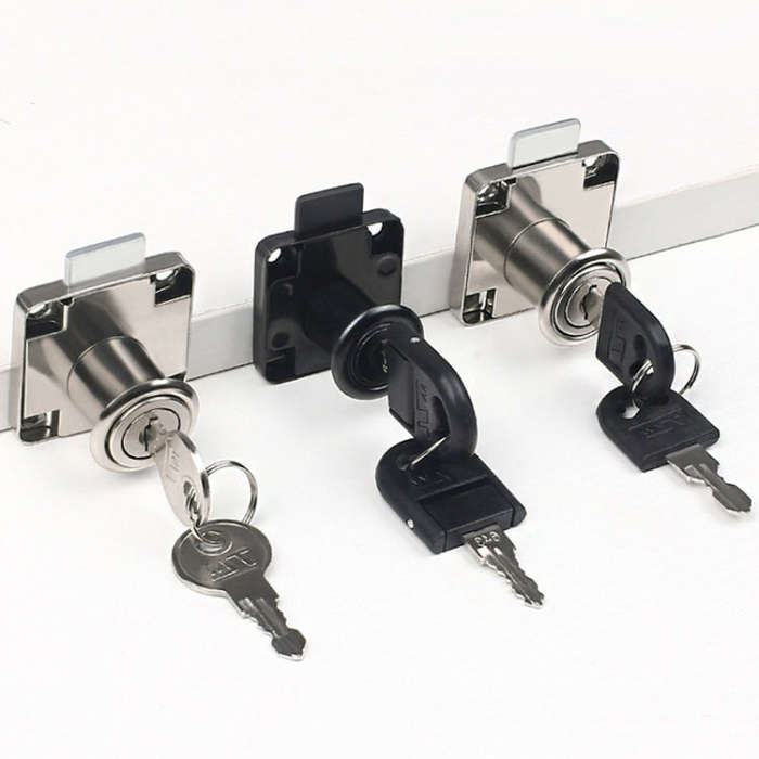 Drawer Lock Furniture Closet Door Office Filing Cabinet Lock, Model: 138-22(Silver Folding Key)