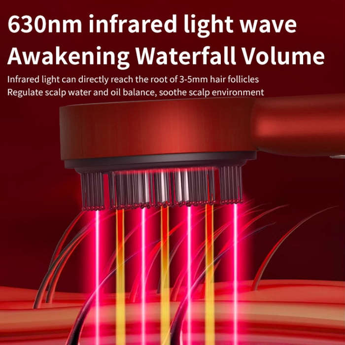 630nm Red Light Massage Comb Scalp Care Liquid Guide Hair Growth Instrument(Red)
