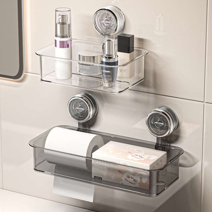Bathroom No Punch Tissue Organizer Household Wall Mounted Suction Cup Tissue Box, Style: Large Tr...