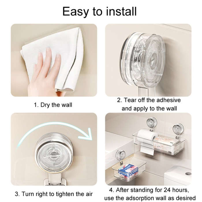 Bathroom No Punch Tissue Organizer Household Wall Mounted Suction Cup Tissue Box, Style: Large Tr...