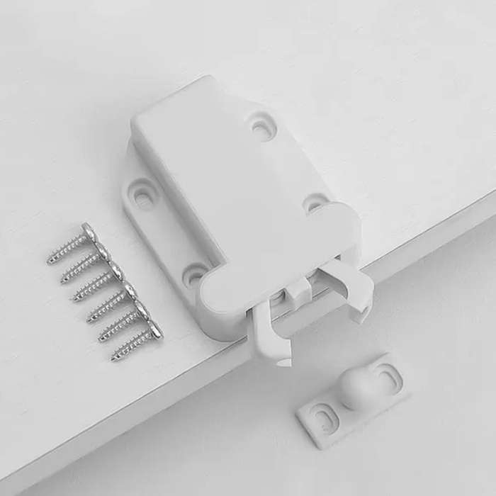 Bouncing Press Type Cabinet Door Catches Self Lock Hidden Drawer Cupboard Door Closer(White)