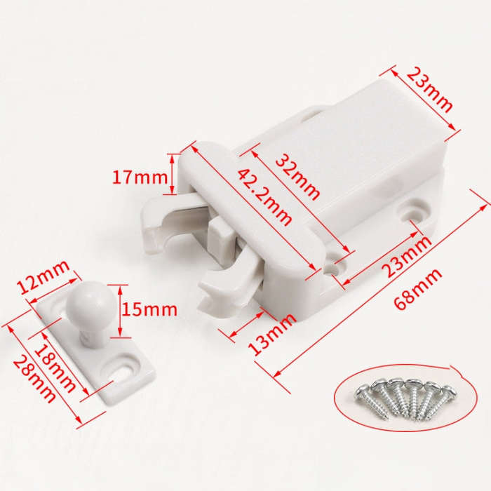 Bouncing Press Type Cabinet Door Catches Self Lock Hidden Drawer Cupboard Door Closer(White)