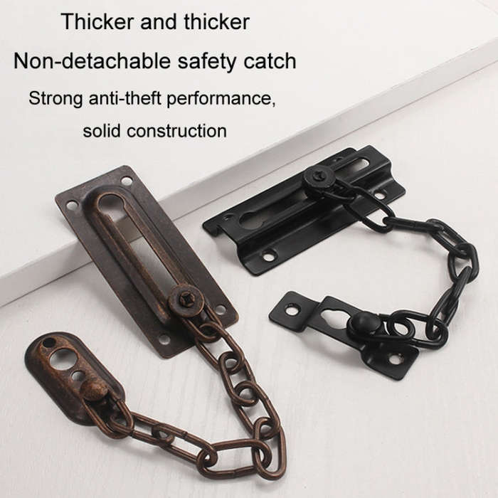 Security Door Chain Anti-theft Home Door Bolt Latch Window Chain Lock, Style: Round Bronze