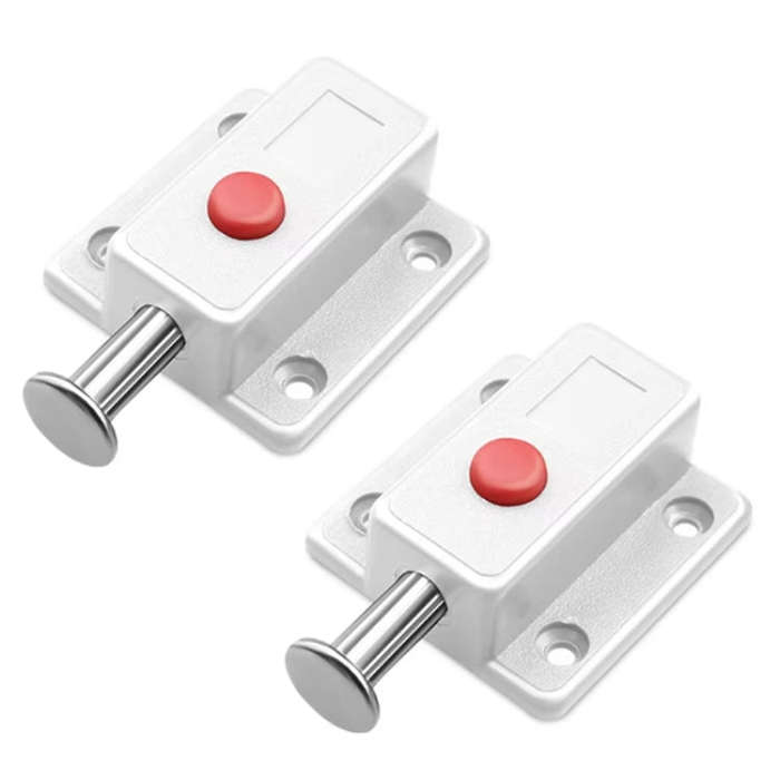 2pcs Plastic Cabinet Door Spring Latch Window Door Bolts Safety Latch Lock, Style: With Lid White
