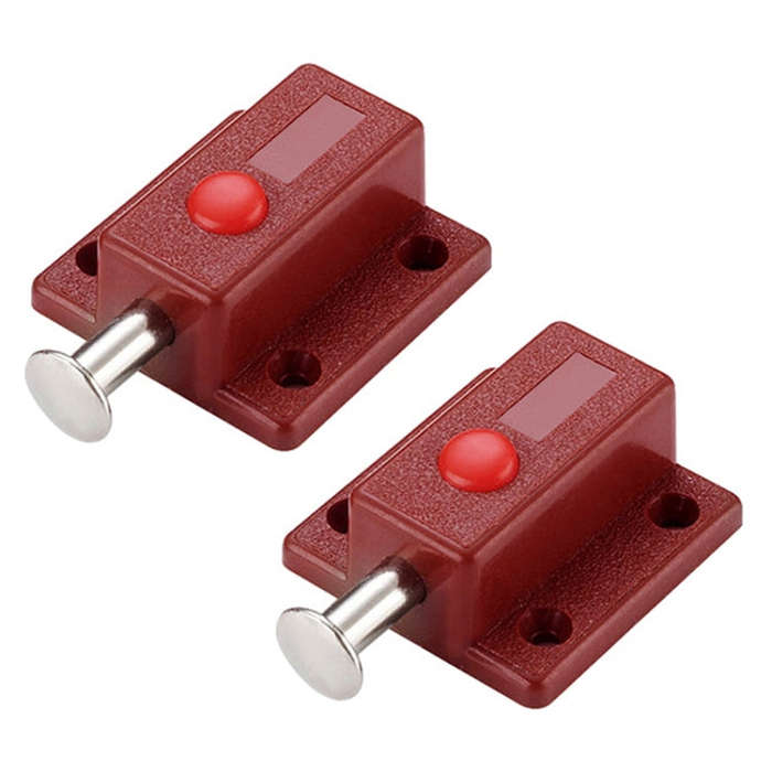 2pcs Plastic Cabinet Door Spring Latch Window Door Bolts Safety Latch Lock, Style: With Lid Brown