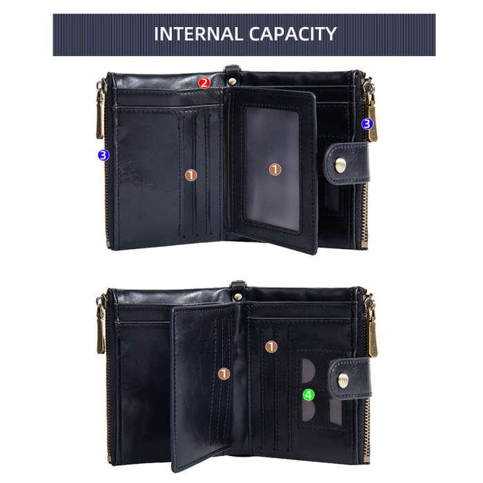 Baellerry D3261 Retro Multi-card Slot Double-zipper Short Wallet Coin Purse(Coffee)